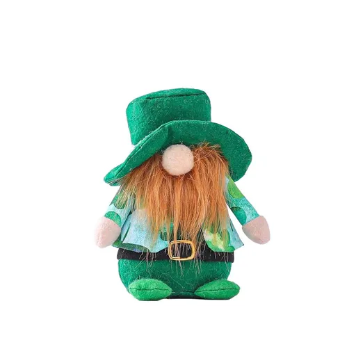 Plush Doll Irish Saint Paddy's Day Gift,Shamrocks Figurine St. Patricks Day Decoration Green Leprechaun Gnome Plush Doll