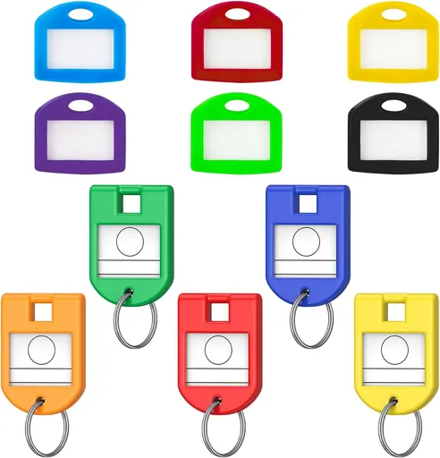 24 Pcs Key Covers Caps 1 Inch Key Covers Protectors and 20 Pcs Key Tags, 5 Color Key Tags with Labels