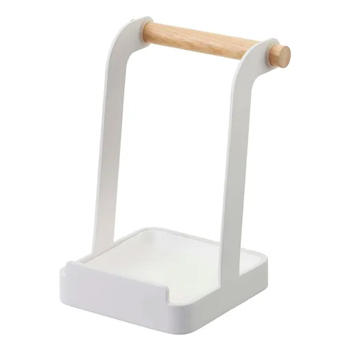 Kitchen Utensil Organizer Stand for Cooking Steel + Wood White Home Cutting Board Stand, Water Resistant, No Assembly Req