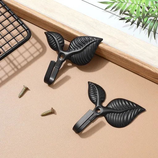 4-Piece Black Decorative Wall Hooks Set for Hanging Coats, Hats, Bags - Coat Rack Hardware