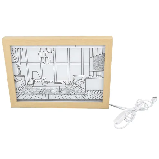 LED Decorative Light Painting USB Powered Japan Anime Style Seaside Modern Simulate Sunshine Drawing Night Light for Bedroom Living Room Office S