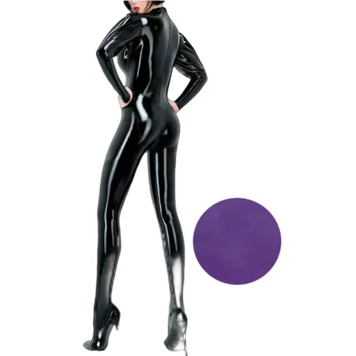 House Of Dasein Sexy Latex Gummi Catsuit With Puff Sleeves Handmade Bodysuit For Women And Men - Purple - Men-Xl - Men