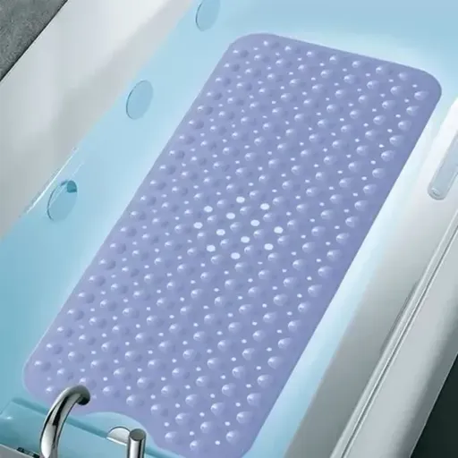 1 Piece Textured Non-Slip Bath Mat with Suction Cups, Bathroom Safety Mat for Bathtubs and Showers, Light Purple