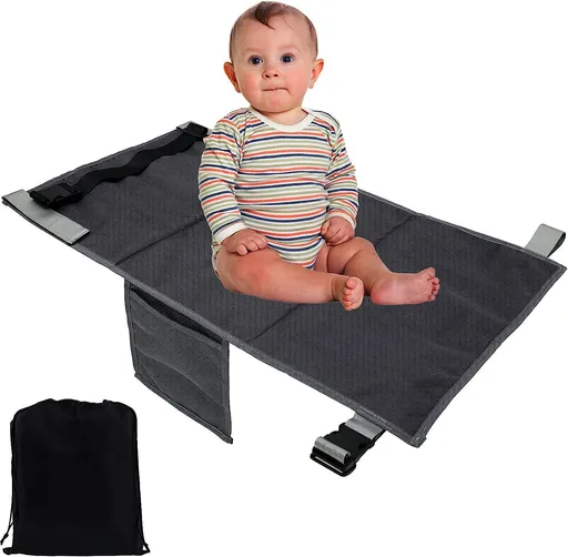 Toddler Airplane Seat, Baby Airplane Travel Footrest Bed, Portable Airplane Foot Hammock for Kids, Baby Airplane (Black)