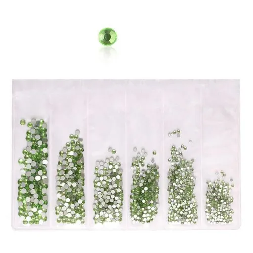 1440Pcs Glitter Rhinestones Crystal Clear Flat Bottom Glass Nail Art Nail Drill - Light Green