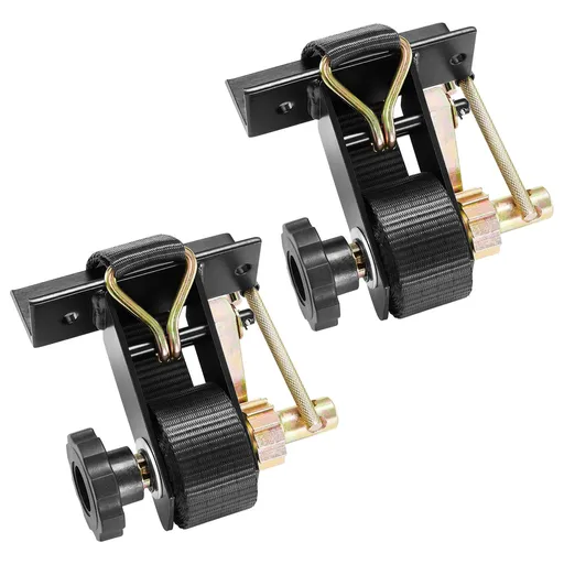 Ladder Rack Ratchet Straps, Black Square Tube Mount, 38 mm Wide x 2.25 m Long Black Ladder Rack Straps with Double J-Hooks, 226.8 kg Load Heavy Duty, Cargo Buckle Lock Strap (2 Pack)