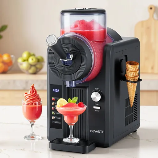 Devanti 2L Slushie Machine Ice Cream Maker Frozen Smoothies Milkshakes Black