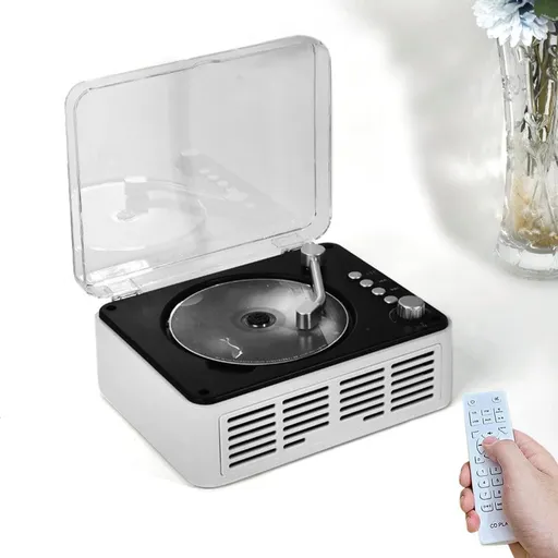 Retro CD Music Player with Bluetooth and FM Radio Multifunctional Home Audio System White