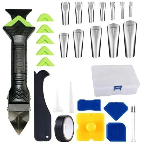 Caulking & Sealing Tool Kit for Bathroom, Kitchen, Tiles & Window Seams (Black)
