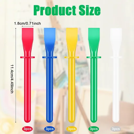 15Pcs Silicone Glue Brush,Reusable Glue Spreader Plastic Spreader Tool Set for DIY Painting Mixing & Spreading - Flatback
