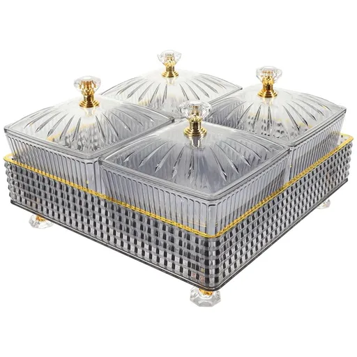 Divided Serving Tray with Lid Fruit Dish Snack Organizer Baby Grey