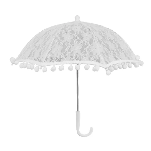White Lace Umbrella Vintage Wedding Bridal Lace Parasol Children's Photo Costume Lace Umbrella for Photography Props 51322 G