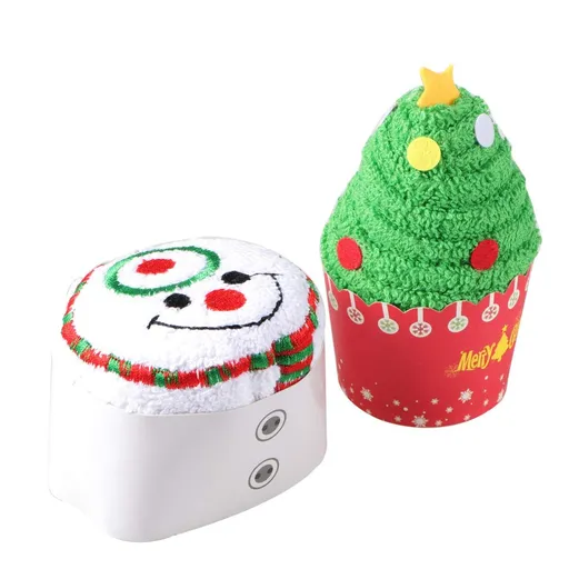 2pcs Christmas Cotton Towels Cartoon Xmas Tree Snowman Face Washcloth Towel for Kids Adults Home Bathroom Kitchen Supply