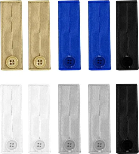 10Pcs Button Extenders for Jeans,Waistband Extenders for Women Men Pants Elastic Band Pants Button Extender Adjustable Waistband Extenders No Sew Jeans Waist Extension(5 Colors)