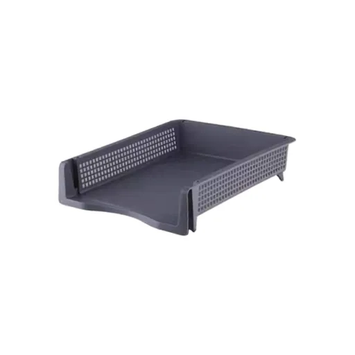 File Box Desktop Document Organizer Stackable Laminated Plastic Papers Rack Storage Tray for Home, 1 Stackable File Storage Rack Vertical Model One Size Grey