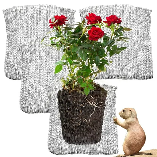 4-Piece Stainless Steel Plant Root Guard Baskets: Protects Plants, Flowers & Vegetables from Gophers & Voles - Flexible & Easy to Install - Silver, Indoor/Outdoor Use（12*6inch）