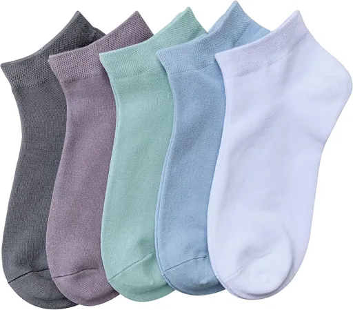 Women Bamboo Ankle Socks Ankle Length Thin Sock Odor Resistant Low Cut Sock 5 Pairs