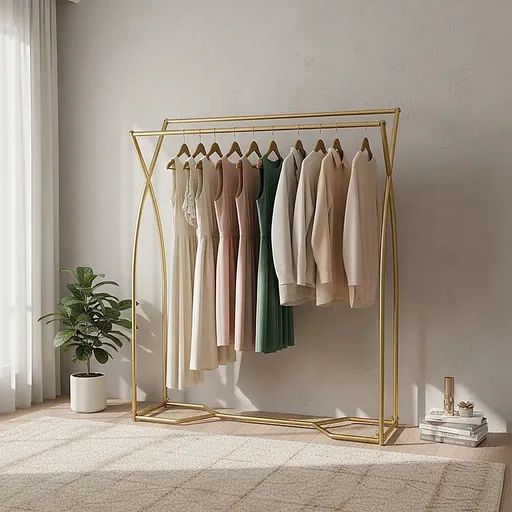 Commercial Clothing Garment Rack Retail Shop in Gold