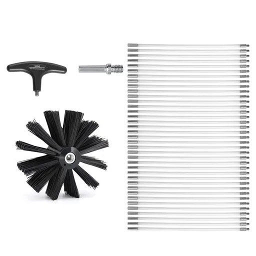 15.24M Dryer Vent Cleaner Kit, 37 Pieces Duct Cleaning Brush, Reinforced Nylon Dryer Vent Brush, Dryer Cleaning Tools Lint Remover with Flexible Lint Trap Brush, Clamp Connectors