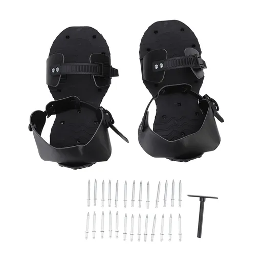 1 Pair Spike Sandals PU Lawn Aerator Shoes Grass Aerator Tool for Yard Garden Plants Health Black