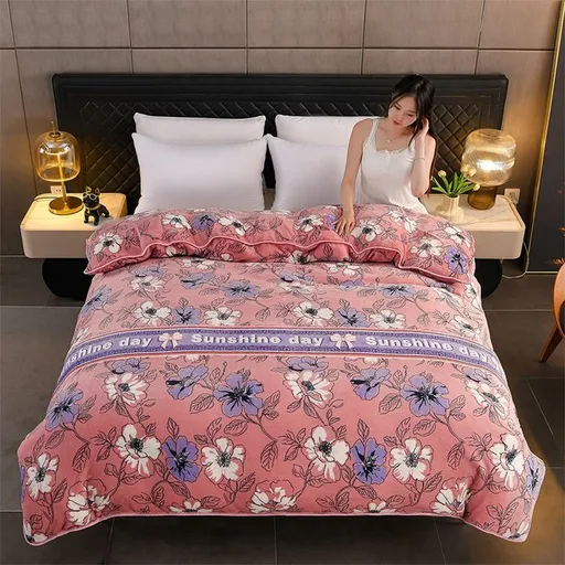 Milk Velvet Quilt Cover Double Sided Fleece Flower language 220x240cm