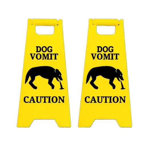 2PCS Mini Pet Vomit Warning Signs for Dog and Cat Mess Clean-Up Reminder - Dog