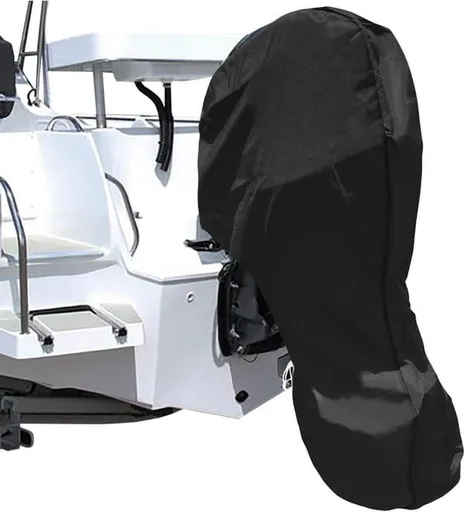 420D Oxford Outboard Motor Cover, Waterproof UV Resistant Boat Engine Protective Cover for Yacht Fishing Boat 60-100HP