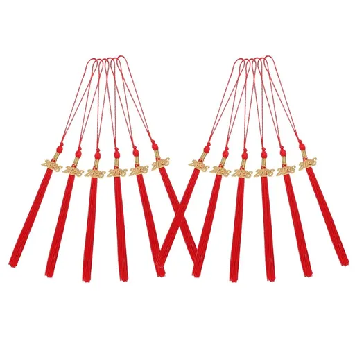 12Pcs 2026 Graduation Cap Tassel Charms Red Decorative Graduation Accessory