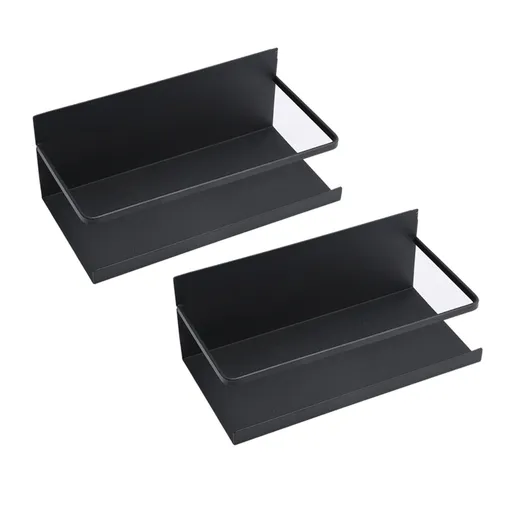 2pcs Magnetic Spice Rack Refrigerator Storage Rack Multi Function Kitchen Storage Shelves Rack Black
