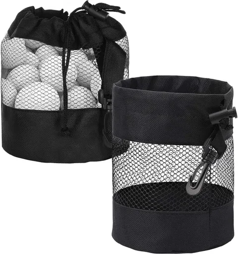 pieces - 14*14*16.5 cm - golf ball storage bag - golf bag - nylon mesh ball bag - with drawstring - golf ball sack - golf storage - mesh bags for golf accessories - black
