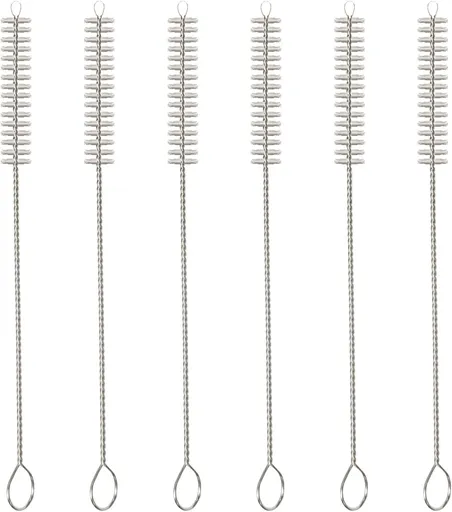 Straw Cleaner Brush Set, 6-Piece Set of Long Cleaning Brushes for Tumbler, Water Bottle, Sippy Cups, Pipes, Tubes, Stainless Steel Drinking Straws, Glass Silicone Metal Straws or Hummingbird Feeders