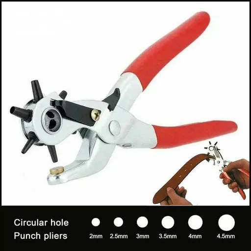 Rotating Leather Hole Punch Plier 2-4.5mm 6 Size for Belt Strap Card Craft