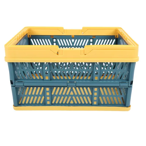 Collapsible Baskets with Handles PP Waterproof Collapsible Storage Crates for Home Kitchen Bedroom Office Yellow Green Large Size