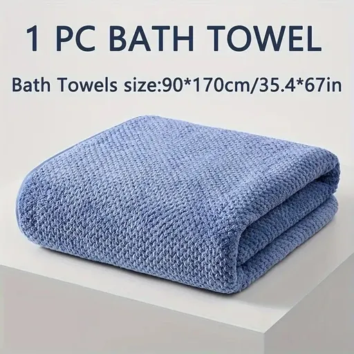 Modern Pineapple Grid Design Ultra-Soft Coral Fleece Bath Towel｜90x170cm Extra Thick Strong Absorption, Suitable for Bathroom, Gym, Hotel, and Home Use.(dark blue)