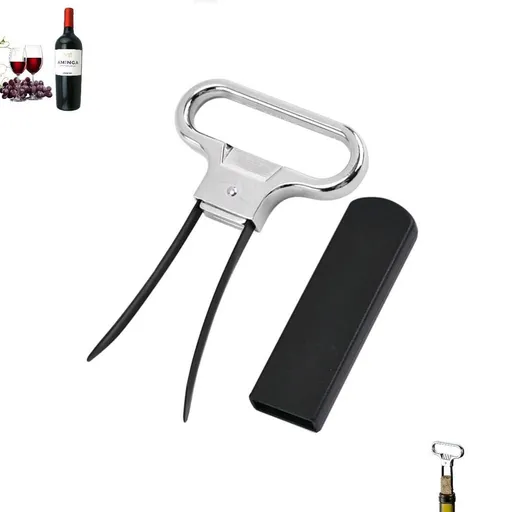 Two-Prong/2 Pronged Steel Vintage Wine Bottle Opener No Corkscrew 2 in 1 Cork Puller for Old Corks with Cover Champagne