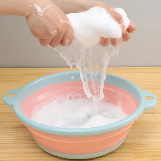 Foldable Collapsible Wash Basin | Portable Dishwashing & Vegetable Cleaning Bowl | Student Dorm Travel & Camping Sink | 1 Pack
