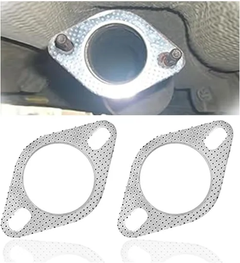2PCS Car Exhaust Gasket, Ultra Seal 2-Bolt 2.5-Inch Exhaust Flange Gasket Standard Exhaust Gasket, Reinforced High Temperature Gasket Exhaust Flange Gasket Car Accessories (2.5in)