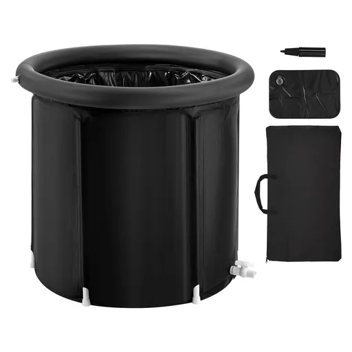 Ice Bath Tub, 80 cm Long Cold Water Therapy Plunge Tub for Athletes, Portable Outdoor Ice Barrel Plunge Pool for Recovery, 341L Inflatable Folding Bathtub with Cover, Home Ice Pod for Adult