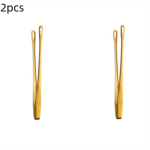 2pcs, Serving Tongs, Food Tongs, Barbecue Tongs, Stainless Steel Fruit Tongs, Bread Tongs, Steak Tongs, Salad Tongs, Dessert Tongs for Buffet, Multifunctional Serving Tongs, Kitchen Tools 2pcs Golden