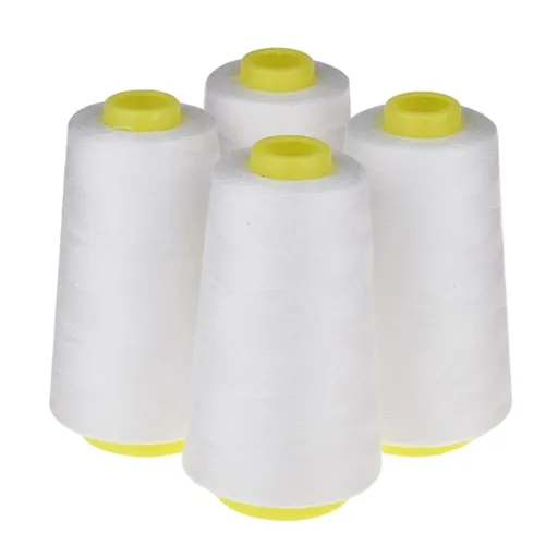 4-Pack WHITE All Purpose Sewing Thread Cones (3000 Yards Each) of High Tensile Polyester Thread Spools for Sewing, Quilting