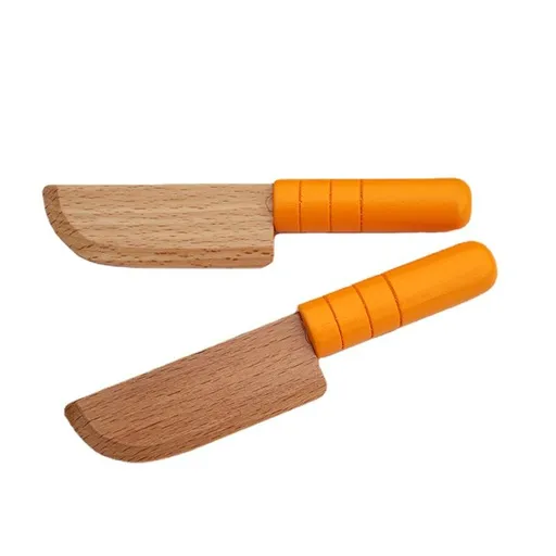 2 Pieces Wooden Kids Knife Toddler Knife for Chopping Kids Knifes for Toddler Children's Safe Knives Cutting Veggies Fruits