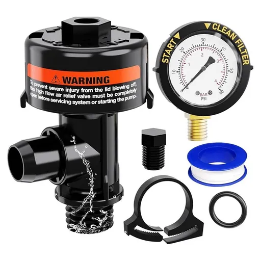 Swimming pool and spa filter manual vent valve with pressure gauge, swimming pool filter vent valve kit