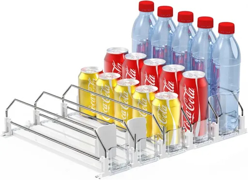 Drink Dispenser for Fridge,Automatic Pusher Glide Soda Can Dispenser for Refrigerator and Adjustable Width - Storage 25 Cans