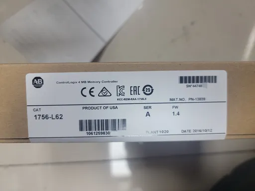 New Allen-Bradley 1756-L62 ControlLogix 4MB Memory Controller AB 1756L62
