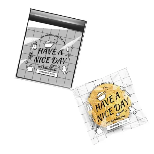 500 Pack Self Adhesive Cookie Packaging Bags Vibrant Designs OPP Material - Have a nice day 10*10*3cm