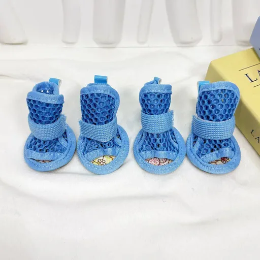 AMOOR Dog Shoes Breathable Mesh Tie Small Puppy Outdoor Blue 2#