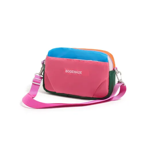 Dopamine Color-Blocked Cross-Body Bag Travel Bag Trendy Bag Color-Blocking - Pink - Size routine