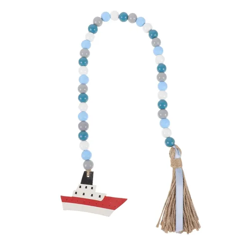 Boat Wooden Beads Rustic Bead Sailboat Beach Sign Hanging Decoration Home Hanging Decor Farmhouse Tassel Summer Decor