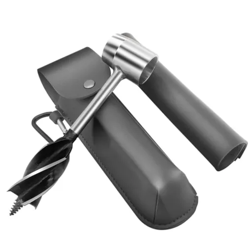 Hand Auger Wrench Survival Settlers Tool Wood Drill Peg Hole Maker Multitool for Camping Outdoor Backpacking Grey Hand Drill