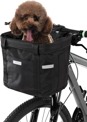 Waterproof Removable Bicycle Front Basket with Aluminum Frame, Pet Carrier & Multi-Purpose Handlebar Bag for Shopping & Outdoor Use